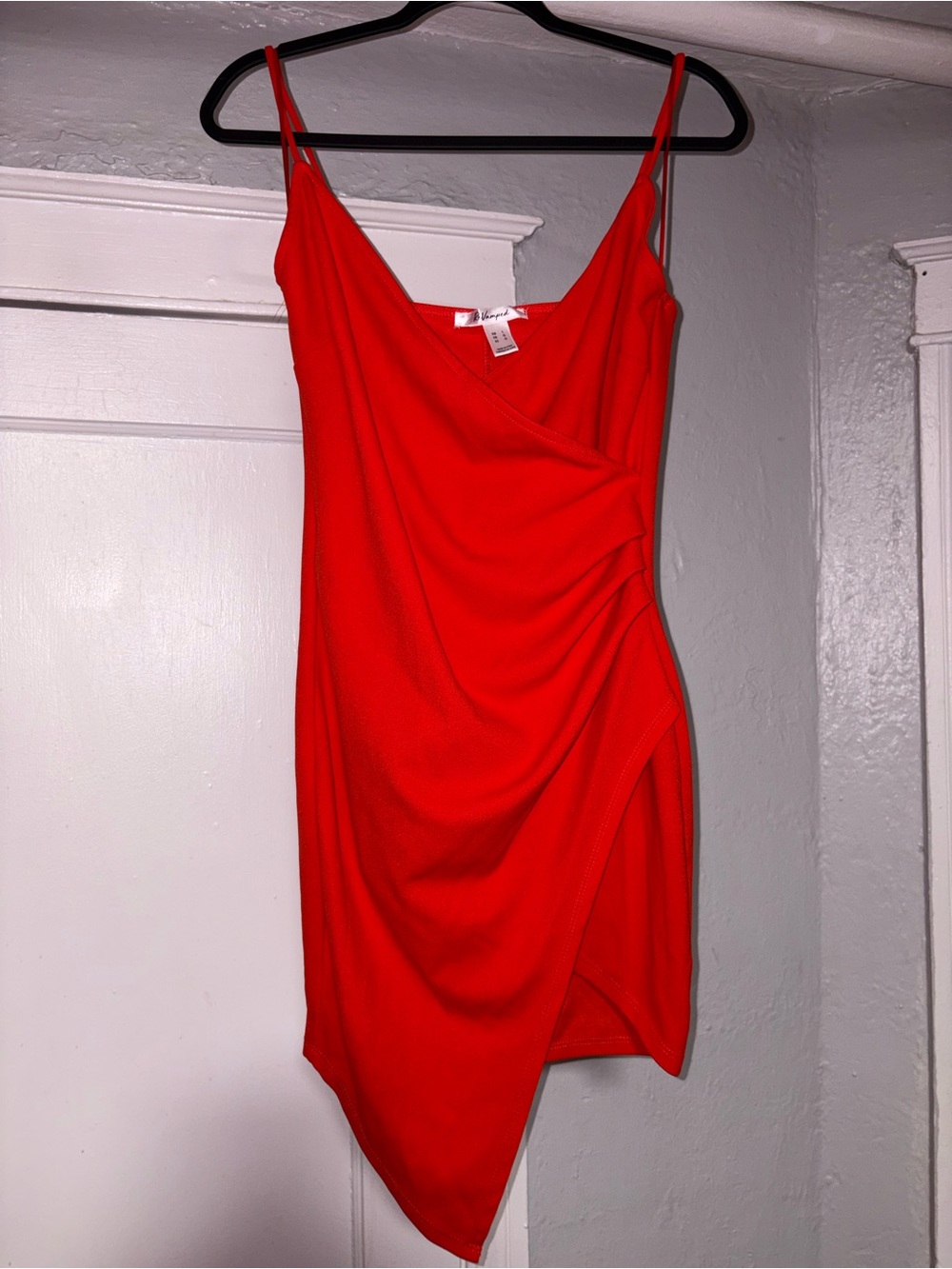 Revamped Red Asymmetric Mini Slip Dress